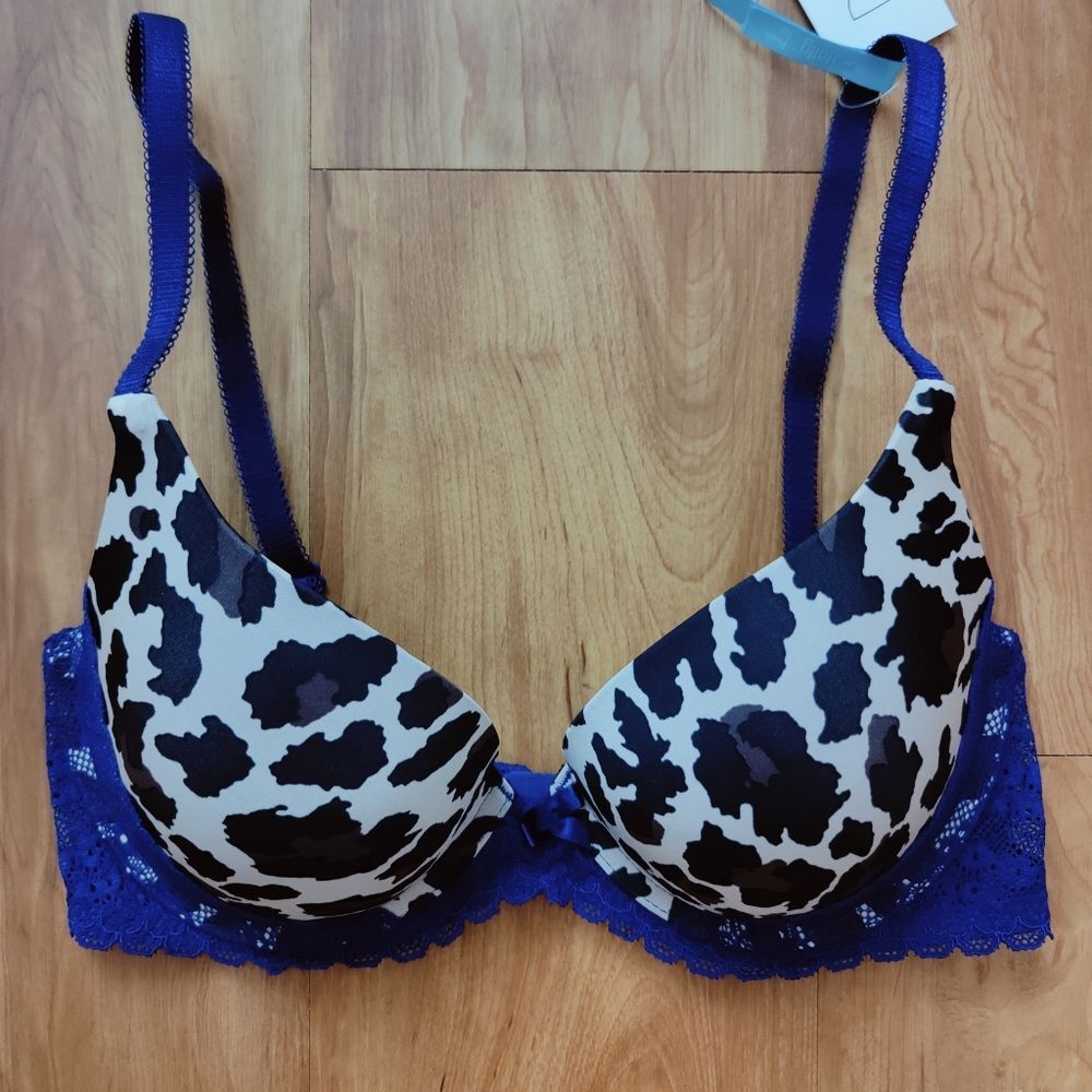 NWT BP Undercover Holly Push Up Bra, Leopard Print Purple Lace, Sz 34B & 32D